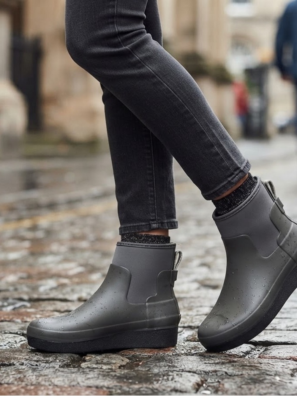 Hunter Refined Creeper Neo Chelsea Rain Boots Gray - Size 6